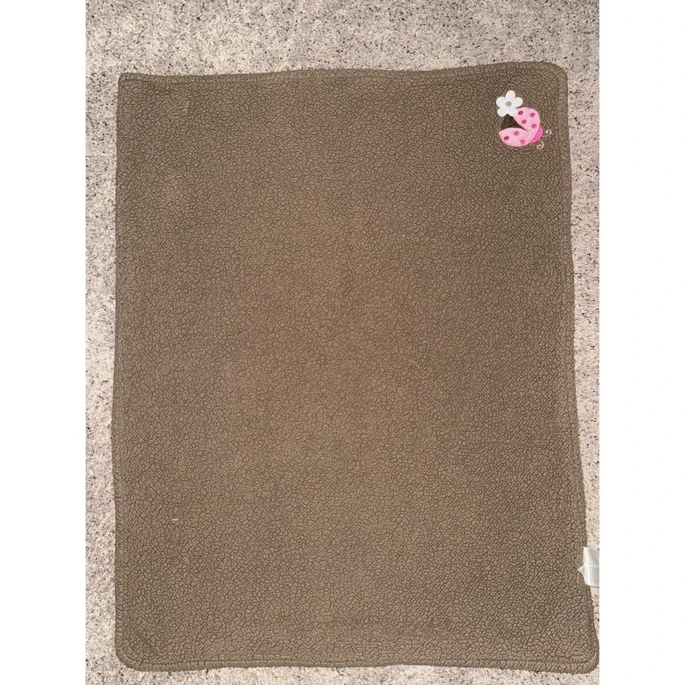 Baby Starters‎ Pink Tan Brown Ladybug Blanket Soft Sherpa Security Lovey 30x40